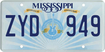 MS license plate ZYD949