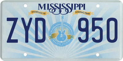 MS license plate ZYD950