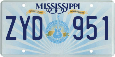 MS license plate ZYD951