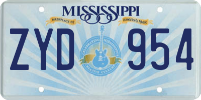 MS license plate ZYD954