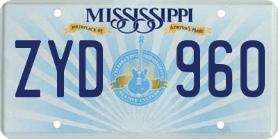 MS license plate ZYD960