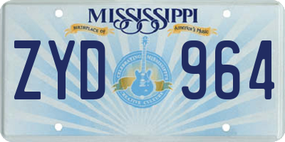 MS license plate ZYD964