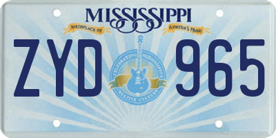 MS license plate ZYD965