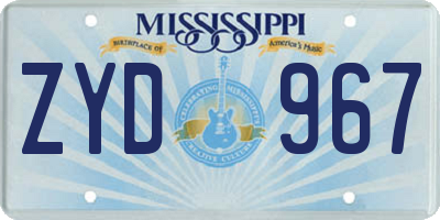 MS license plate ZYD967