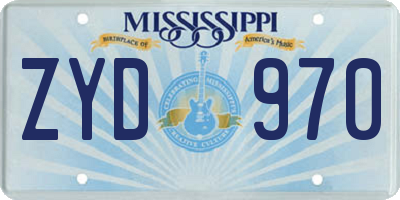 MS license plate ZYD970
