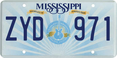 MS license plate ZYD971