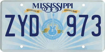 MS license plate ZYD973