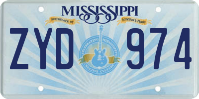 MS license plate ZYD974