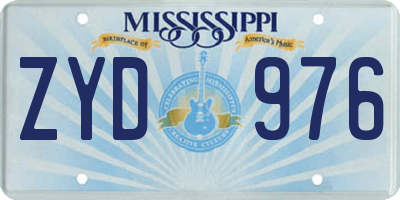 MS license plate ZYD976