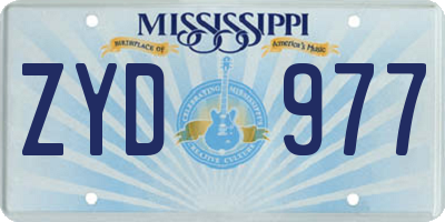 MS license plate ZYD977