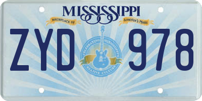 MS license plate ZYD978
