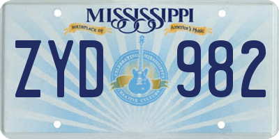 MS license plate ZYD982