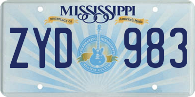 MS license plate ZYD983