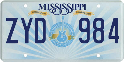 MS license plate ZYD984