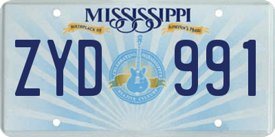 MS license plate ZYD991