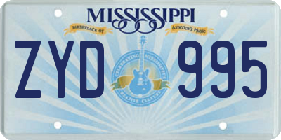 MS license plate ZYD995