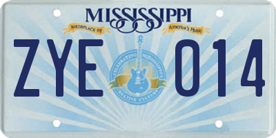 MS license plate ZYE014