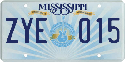 MS license plate ZYE015