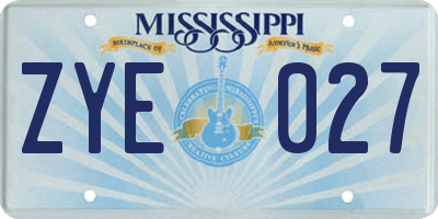 MS license plate ZYE027