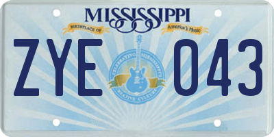 MS license plate ZYE043