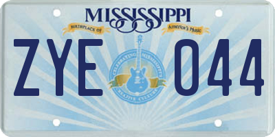MS license plate ZYE044