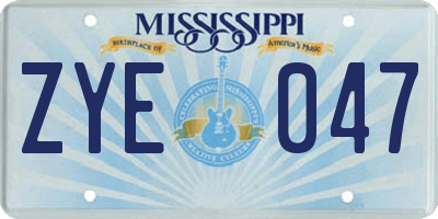 MS license plate ZYE047