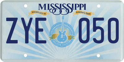 MS license plate ZYE050