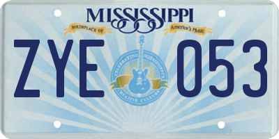 MS license plate ZYE053