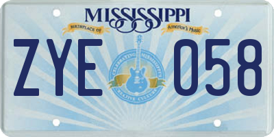 MS license plate ZYE058