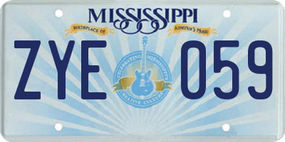 MS license plate ZYE059