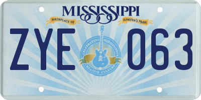 MS license plate ZYE063