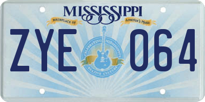 MS license plate ZYE064