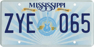 MS license plate ZYE065
