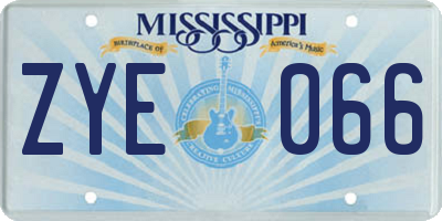 MS license plate ZYE066