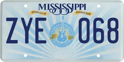 MS license plate ZYE068