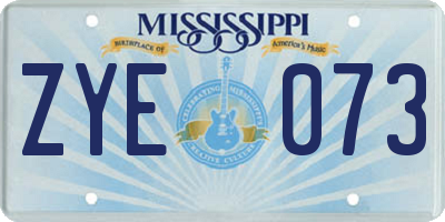 MS license plate ZYE073