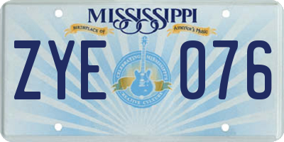 MS license plate ZYE076