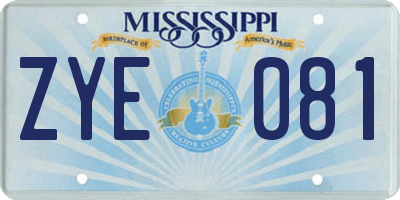 MS license plate ZYE081