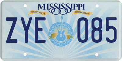 MS license plate ZYE085