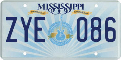 MS license plate ZYE086