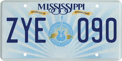 MS license plate ZYE090