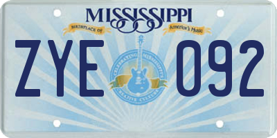 MS license plate ZYE092