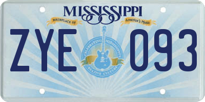MS license plate ZYE093