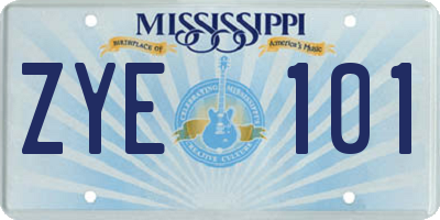 MS license plate ZYE101