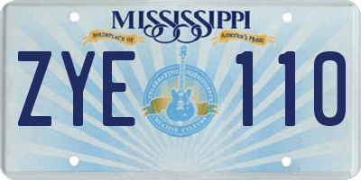 MS license plate ZYE110