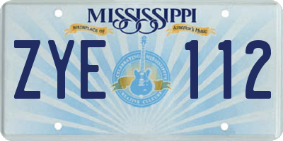 MS license plate ZYE112