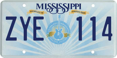 MS license plate ZYE114