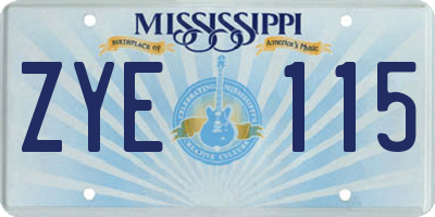 MS license plate ZYE115