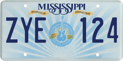 MS license plate ZYE124
