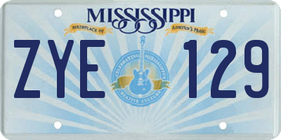 MS license plate ZYE129